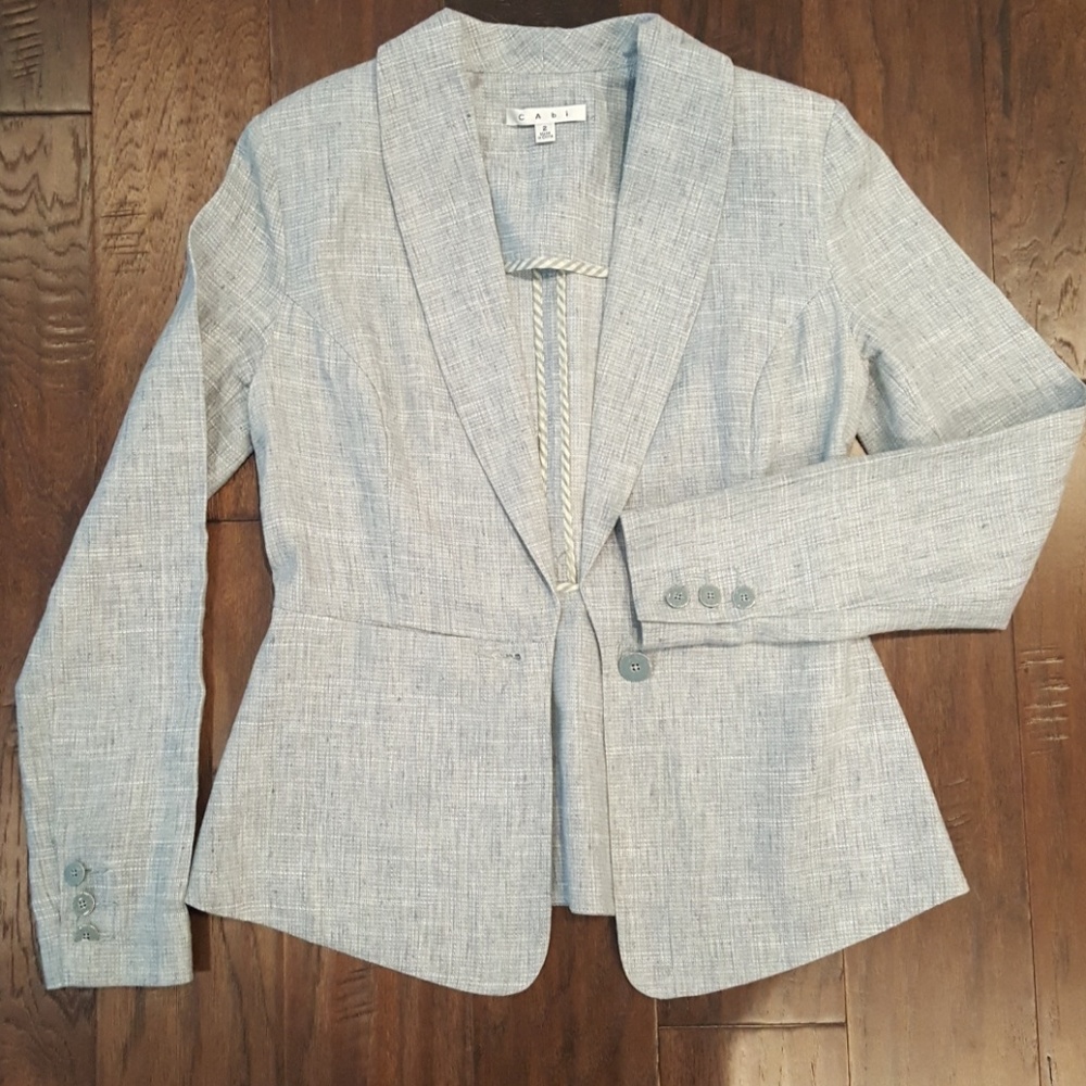 CAbi light blue linen blend blazer